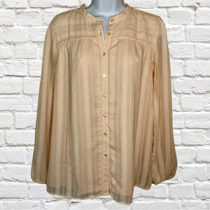 Loft Button-Down Embroidered Dot Blouse